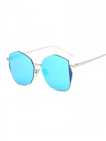 Ice Blue Cool Triangle Embellished Irregular Mirrored Sunglasses