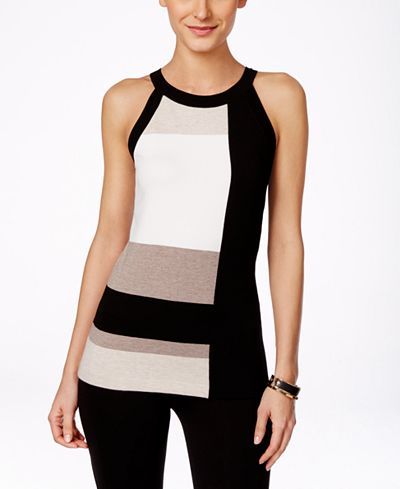 INC International Concepts Colorblocked Halter Top, Only at Macy's
