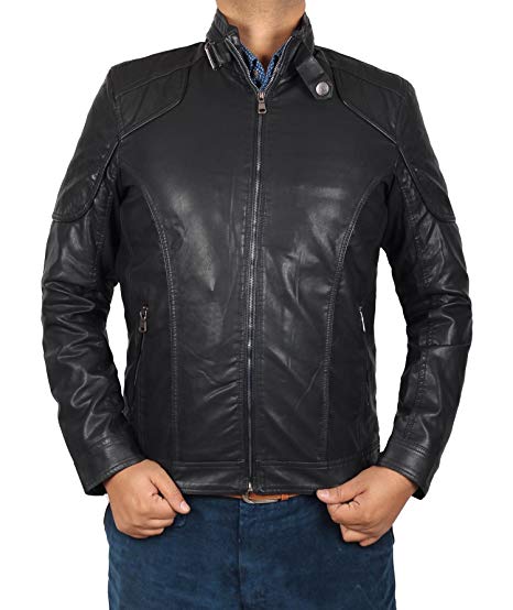 Decrum Motorcycle Leather Jackets for Men - Cool Black Leather