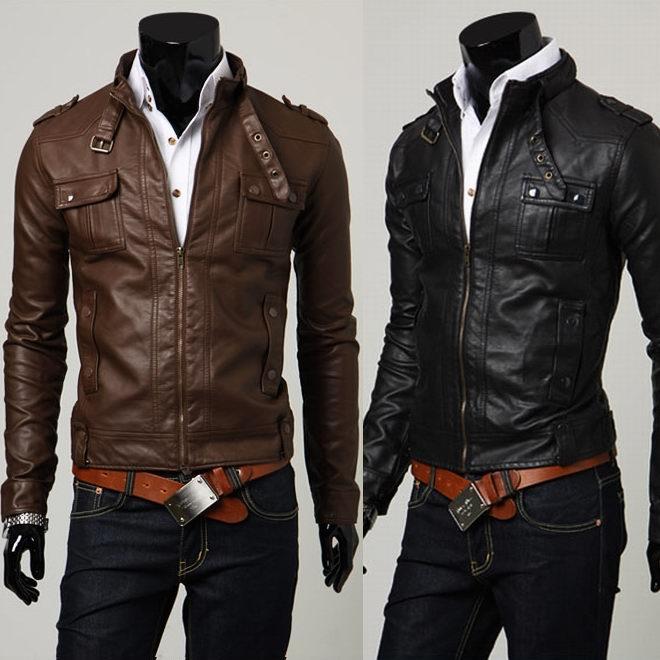 Men Cool Leather Jackets Slim Fit Stylish Washing PU Leather