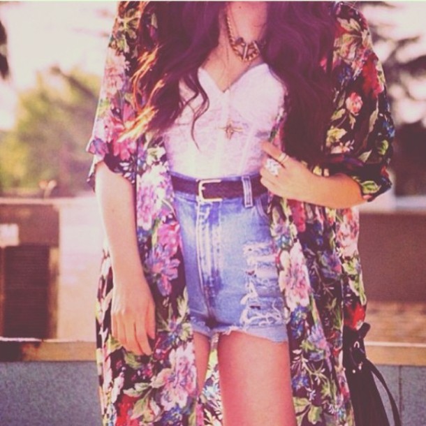 jacket, floral, flowers, colorful, cute, summer, summer outfits