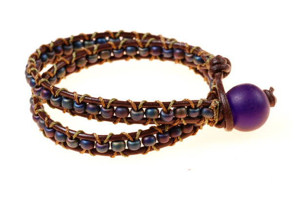 2-Color Wrapped Leather Bracelet