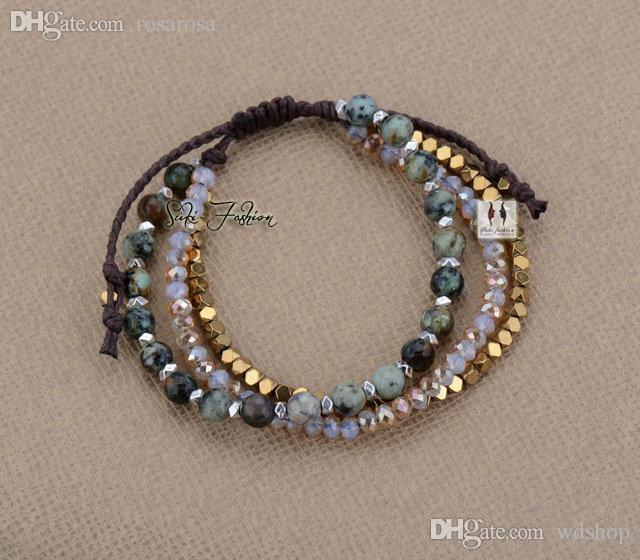 Wholesale Exclusive African Turquoise With Crystals And Gold Beads