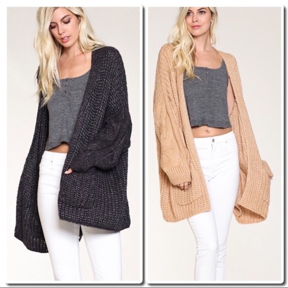 Sweaters | Oversized Cozy Chunky Knit Cardigan Charcoal | Poshmark