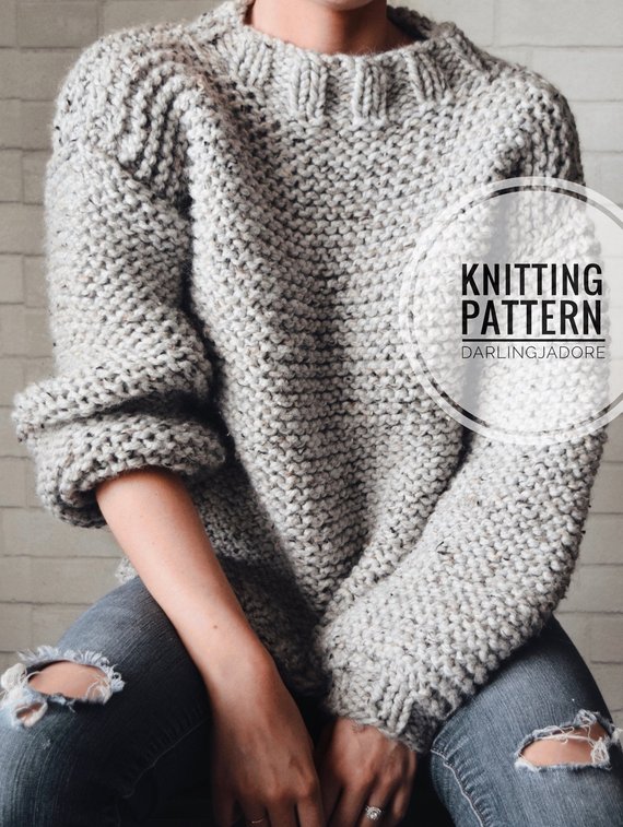 KNITTING PATTERN Chunky Knit Sweater Cozy Jumper Easy | Etsy