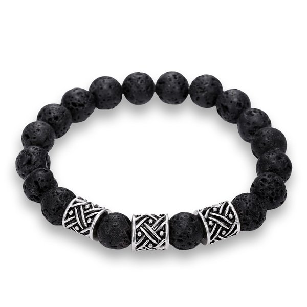 Shop Natural Lava Stone Criss Cross Bead Bracelet - Free Shipping On