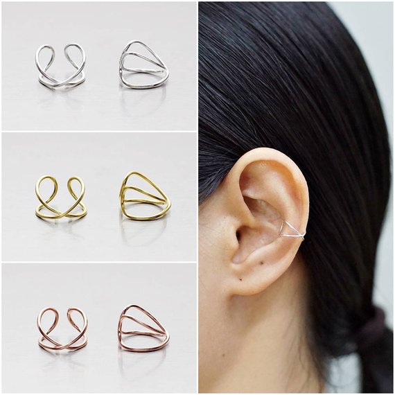 925 Sterling Silver Earrings Ear Cuff Earring Gold Plated | Etsy