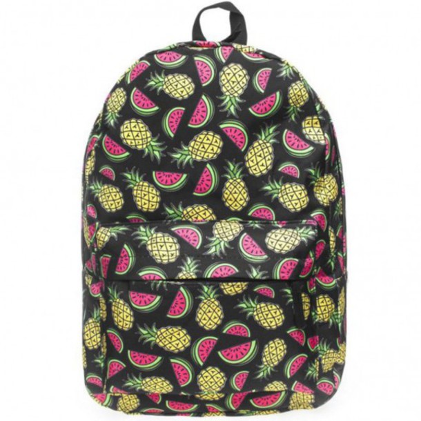bag, cute, pineapple print, watermelon print, backpack, back to
