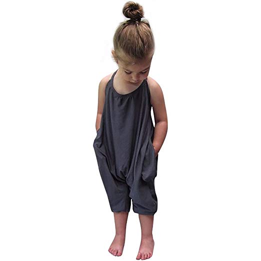 Amazon.com: Gemgeny Baby Grey Summer Cute Jumpsuits for Girls Kids