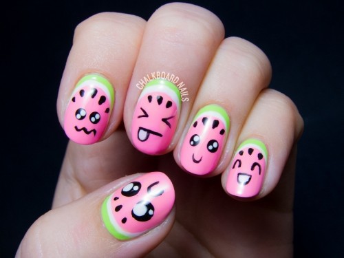 Super Cute DIY Watermelon Nail Art - Styleoholic
