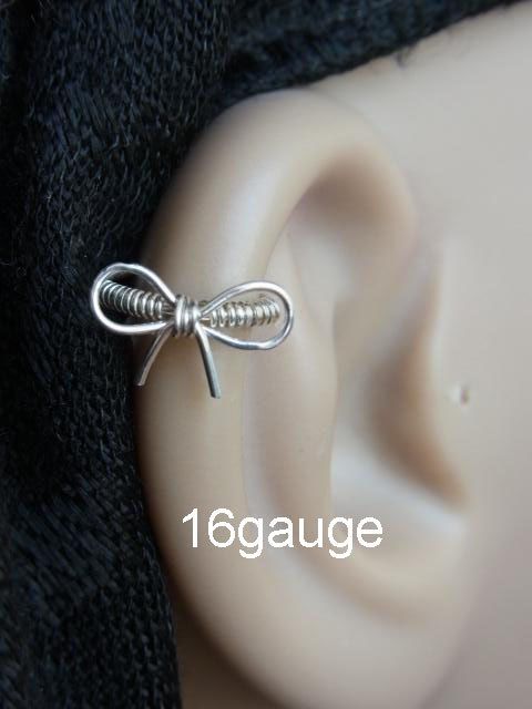 16 gauge Cutie bow Silver Cartilage hoop | My Style | Pinterest