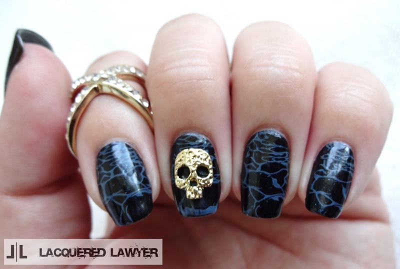 Picture Of awesome diy dark waters nail art for halloween 4