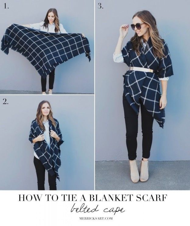 DIY a cape with a giant blanket scarf and a belt. in 2019 | Fall