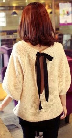 Open Bow Back Sweater. Love this simple alteration that will jazz up