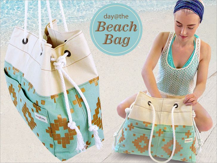 Day at the Beach Bag with Rope Handles | Sew4Home | Sewing