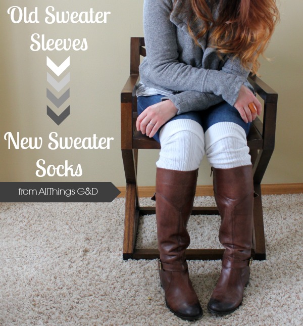 DIY Boot Socks from Old Sweater Sleeves - All Things G&D