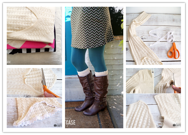 How to make DIY boot socks from old sweaters step by step tutorial