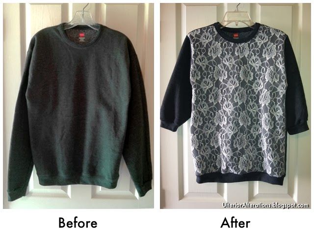 DIY Lace Overlay Sweatshirt Refashion | Sewing - Refashion T-Shirts