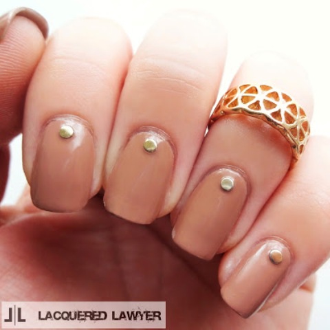 DIY Dark Tan Nails With Studs That Are Work-Appropriate - Styleoholic