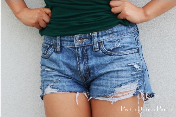 DIY Distressed Denim Shorts we can do this (among other things) to
