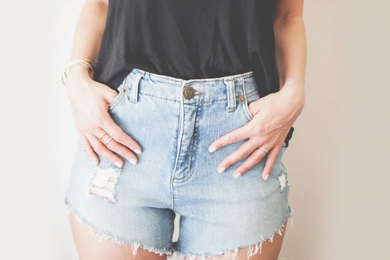 DIY High Waisted Distressed Denim Shorts - Wonder Forest