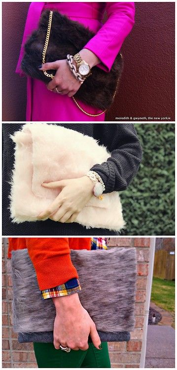DIY 3 Faux Fur Clutch Tutorials. #fashion #diy_fashion #diy #crafts