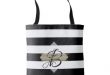 Glamorous Black White Stripe MONOGRAM Tote Bag | initial | Pinterest