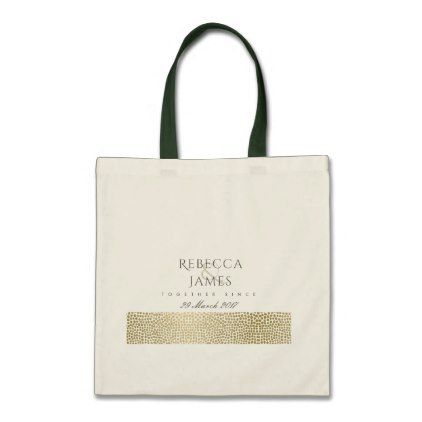 Glamorous gold white mosaic dot save the date gift tote bag