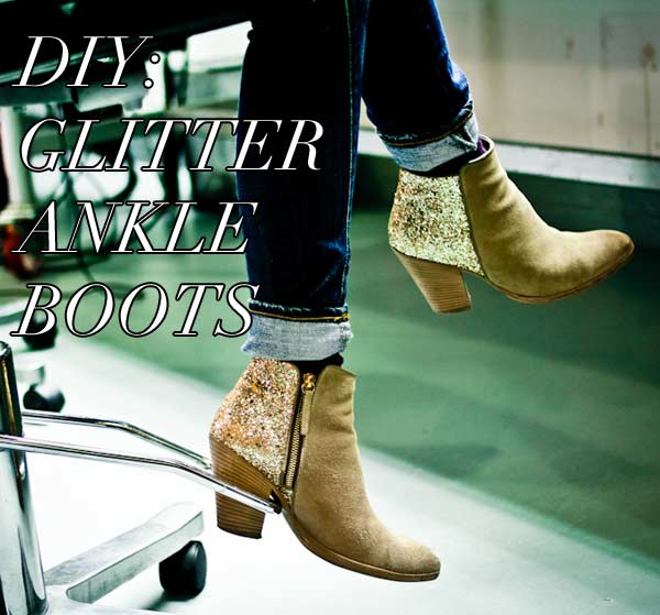DIY Glitter Ankle Boots - Kristina Braly