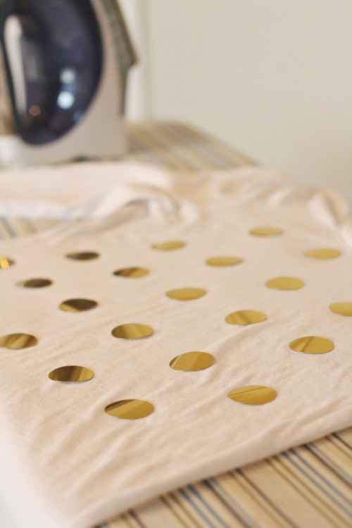 Sparkly DIY Gold Foil Polka Dot Shirt - Styleoholic