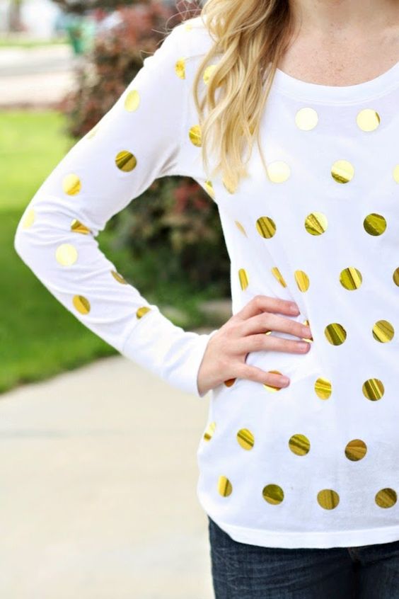 DIY Gold Foil Polka Dot Shirt