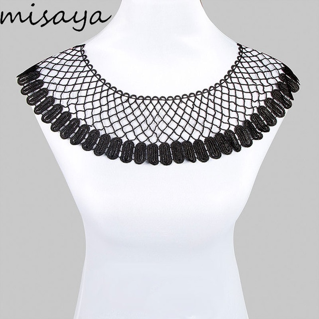 Misaya 1pc Embroidery Black/White Net Yarn Lace Collar Fabric DIY