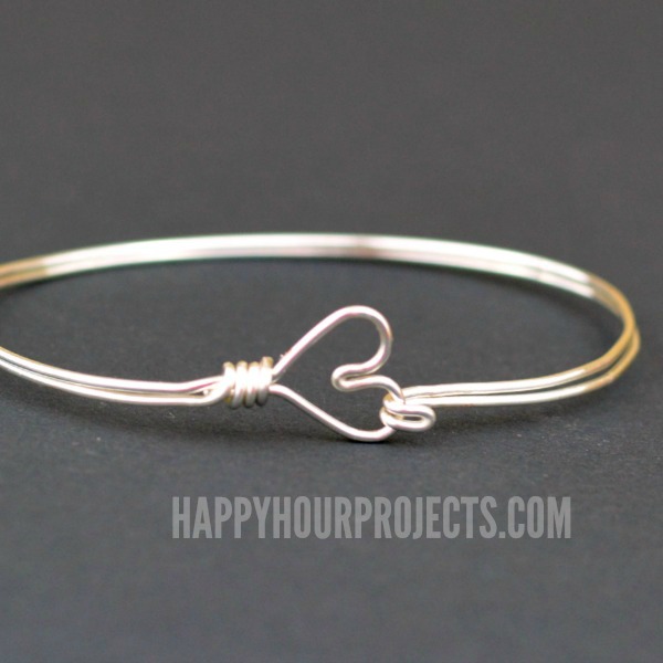 DIY Heart Clasp Wire Wrapped Bangle Bracelet - Happy Hour Projects