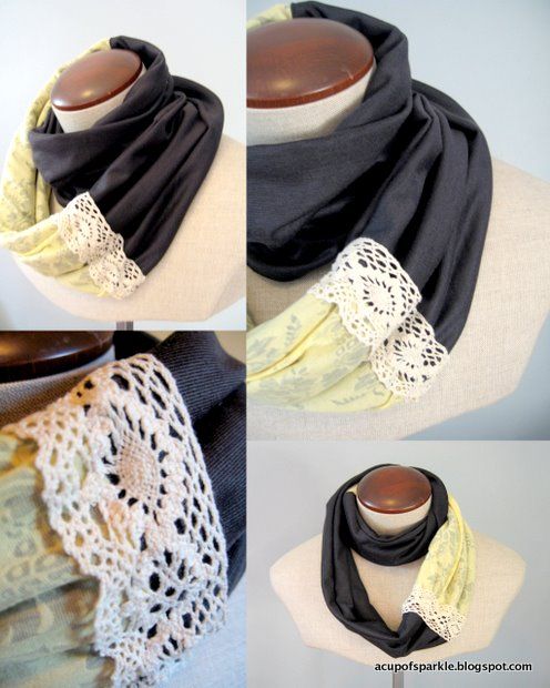 A Cup Of Sparkle: Jersey Lace Scarf TutorialI have decided I'm