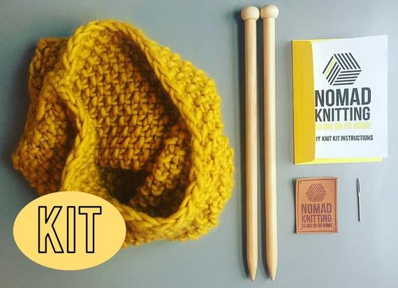Snood Knit Kit DIY Knitting Kit Cowel Beginners Knit Kit | Etsy