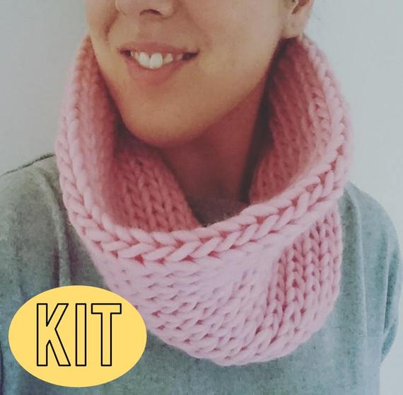 DIY Snood Knitting Kit Beginners Knit Kit Smooth Snood Knit | Etsy