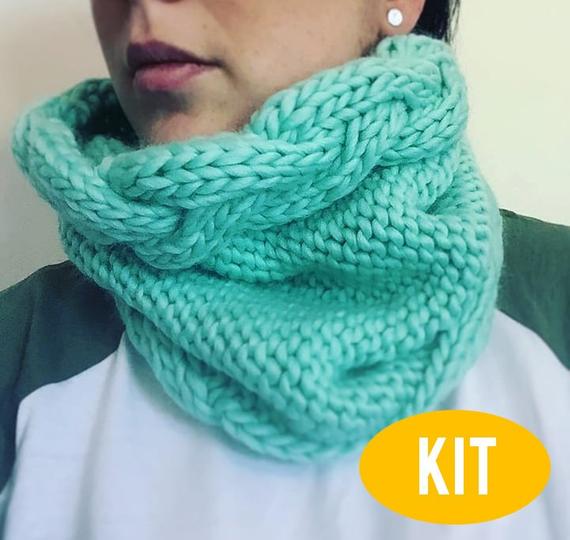 DIY Cable Snood Knitting Kit Intermediate Knit Kit Cable | Etsy