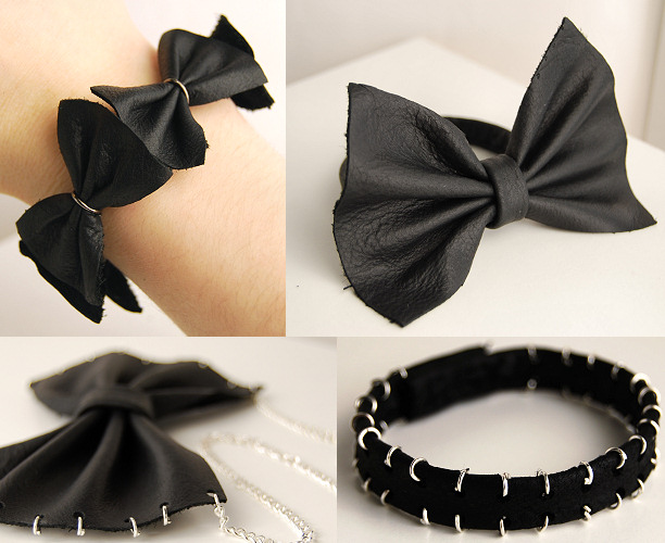 Bow Leather Bracelet and Necklace + Some More | Rags to Couture