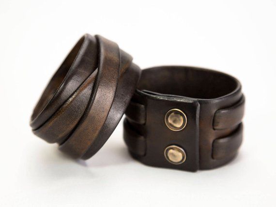 Mens Leather Cuff Bracelet, Wide Leather Cuffs, Modern Leather