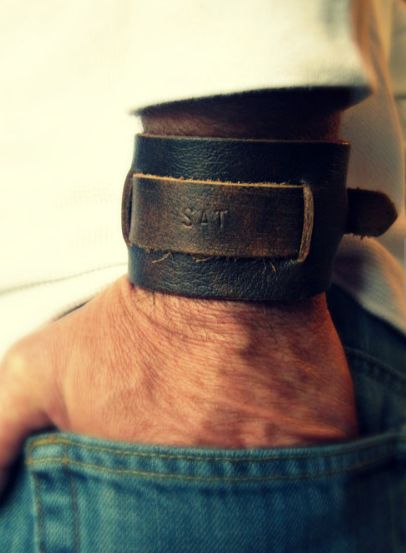 Gifts for Teen Guys: Men's Monogrammed Leather Bracelet by Vintage