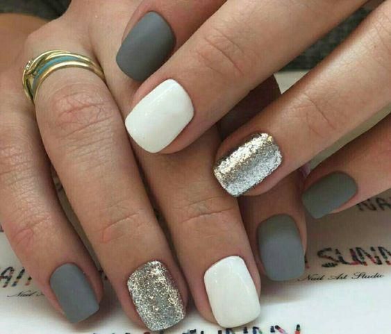 grey and silver nails | Beauty- Hair & Makeup | Pinterest | Nails