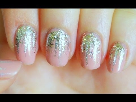 Easy Falling Glitter Nails - YouTube