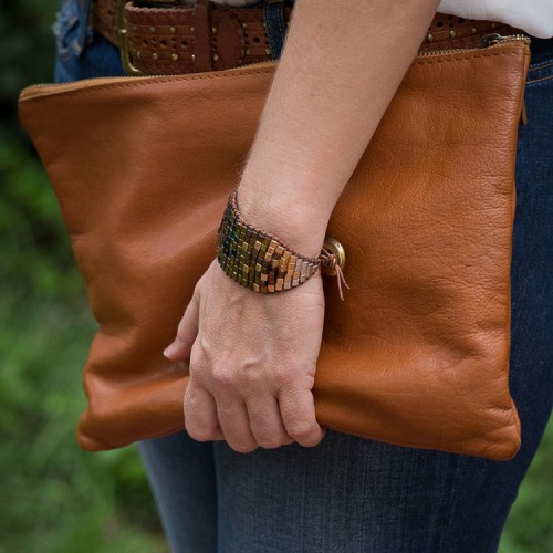 DIY Ombre Beaded Leather Cuff - Styleoholic