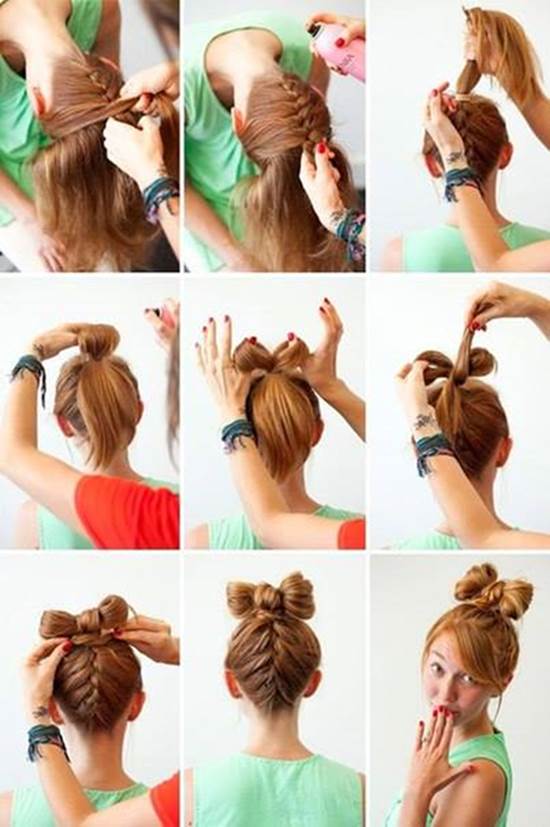 How to DIY Upside Down Braided Bow Bun Hairstyle