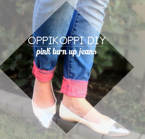 DIY: Pink Turn Up Jeans | DIY/Refashions/NoSew