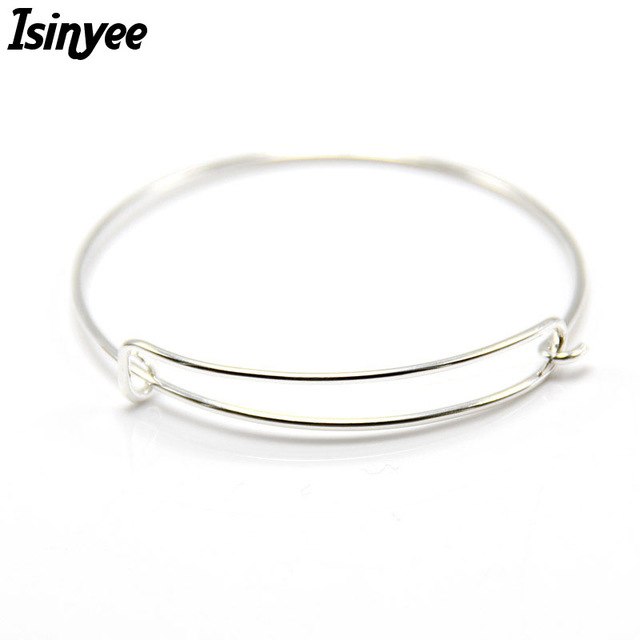 ISINYEE Fashion Open Bangle Wire Cable Bangles Expandable Cuff