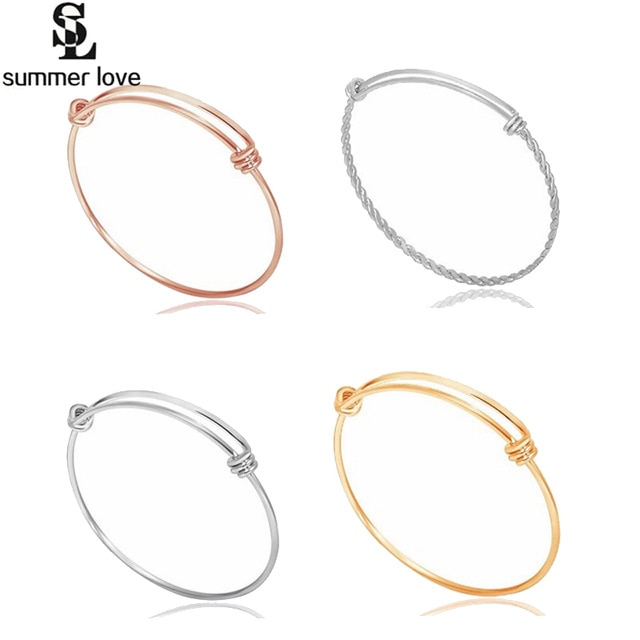 5 Designs Stainless Steel Wire Bangle Bracelet Adjustable Twisted