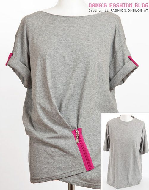 t-shirt upcycle with zipper | T-SHIRT DIY | Diy clothes, Shirt