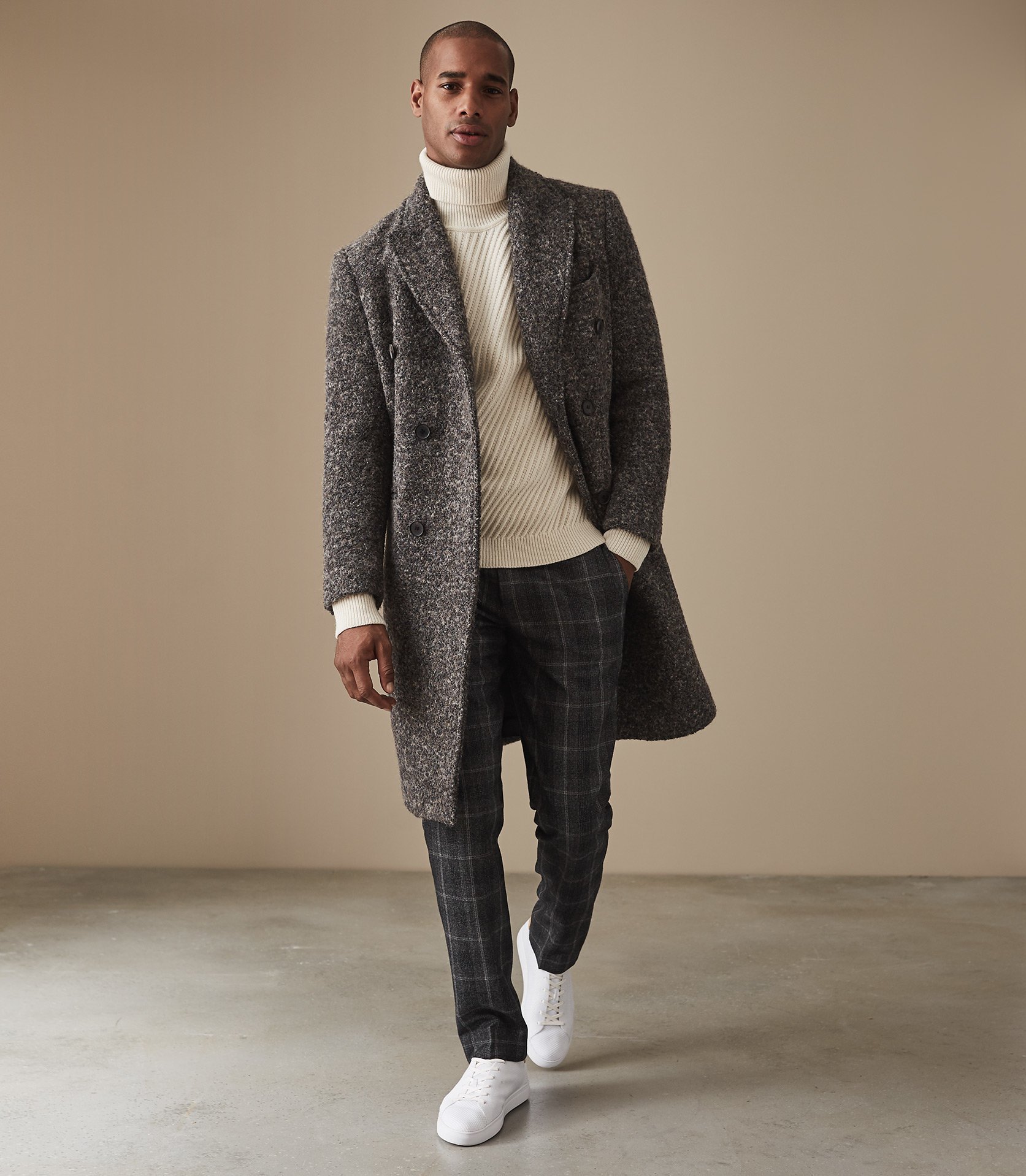 Marick Boucle Double Breasted Overcoat - REISS