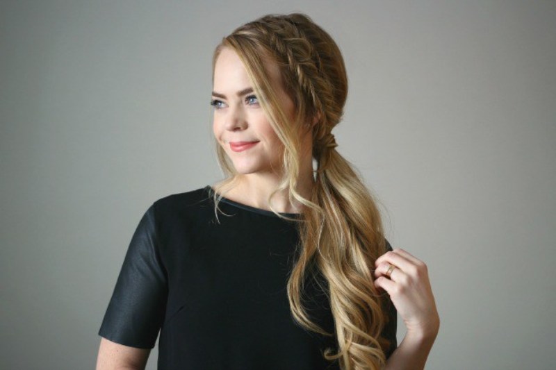 Picture Of easy diy double fishtail side ponytail 3